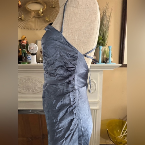 Shona Joy La Lune Asymmetrical Bias Cowl Midi Dress in Blue Smoke size 4 - Picture 10 of 15